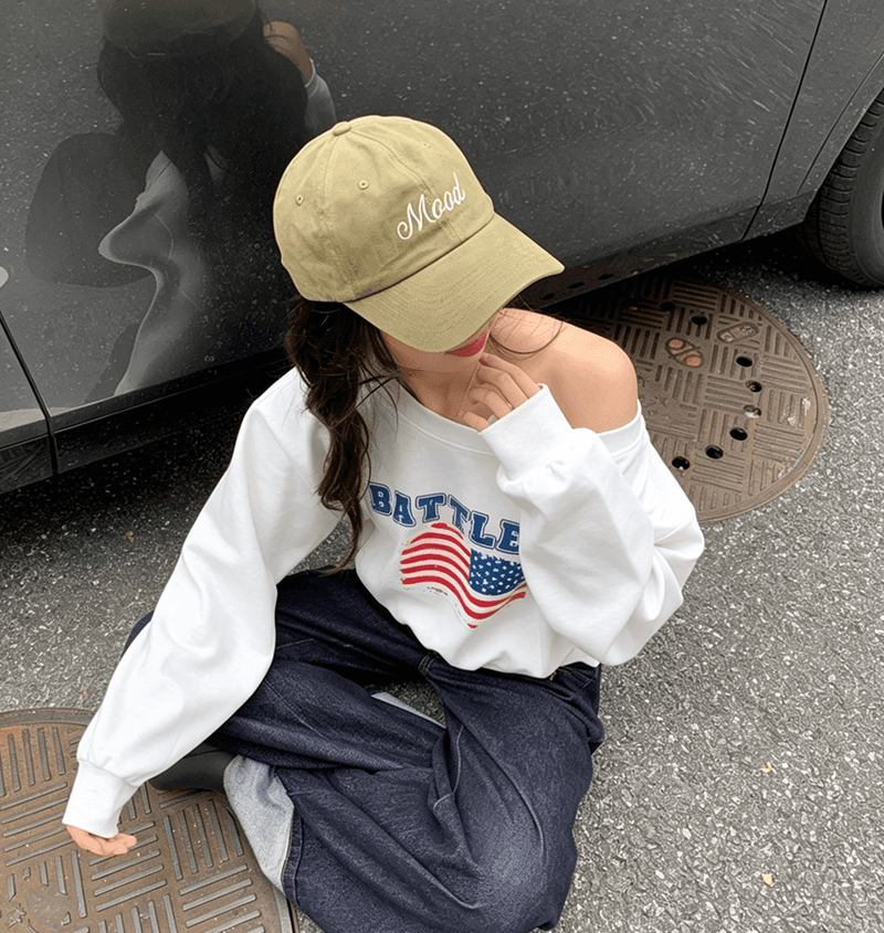26 이른 가을 새로운 여성 아메리칸 레트로 배너 루즈핏 쇼트 스타일 캐주얼 비스듬한 어깨 다용도 후드티 상세 이미지 2