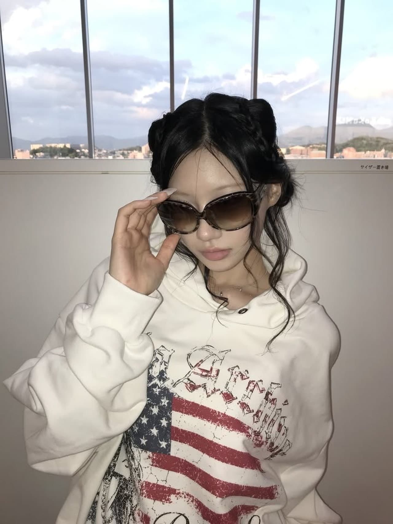 아메리칸 레트로 마 오래된 알파벳 인물 프린트 후드 티 스웨터 상세 이미지 3