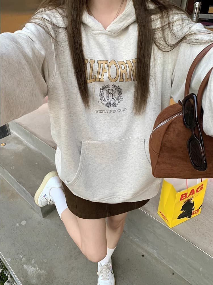 아메리칸 후드티 이른 가을 아메리칸 작은 키 후드 티 스웨터 여성 재킷 봄과 가을 이미지 2