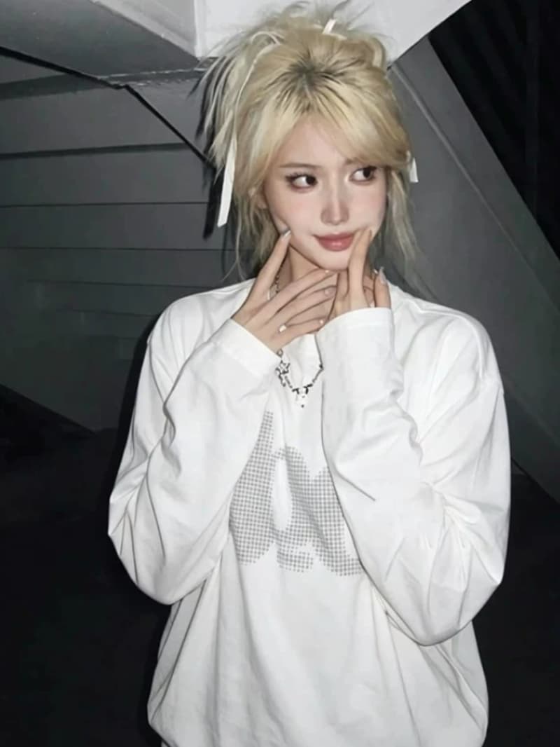 아메리칸 순면 화이트 긴팔 티셔츠 여성 2026 새로운 봄 가을 한 부서 루즈핏 느긋한 인사이드 가져 가라. 만나는 맨위 상세 이미지 2