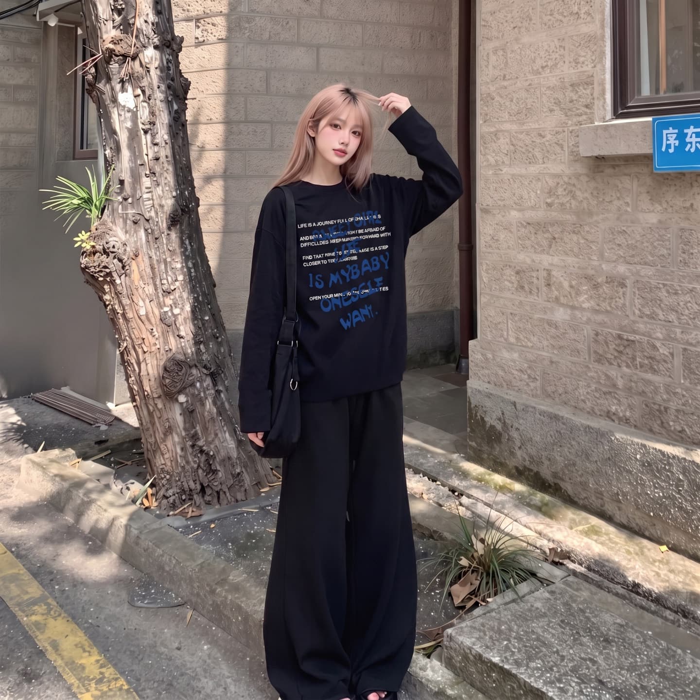 검정색 긴팔 티셔츠 여성 2026 새로운 가을 루즈핏 순면 인사이드 가져 가라. 기본 셔츠 한 부서 디자인 센스 맨위 상세 이미지 3