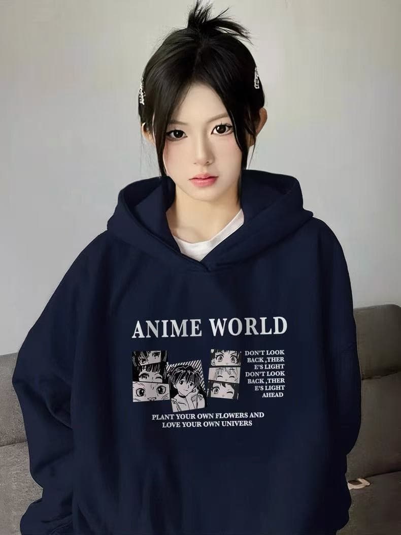 블루 색상 후드 티 스웨터 여성 2026 새로운 폭발 털이 있는 두꺼움 한 첨부 된 의류 가을 겨울철 얇은 스타일 이른 가을 재킷