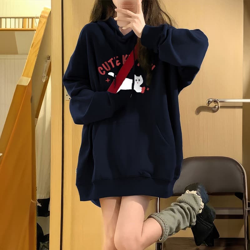 후드티 여성 2026 새로운 자이언트 잘 생긴 ~ 중 루즈핏 느긋한 바람 가을 겨울 털이 있고 두꺼운 맨위 재킷 이미지 5