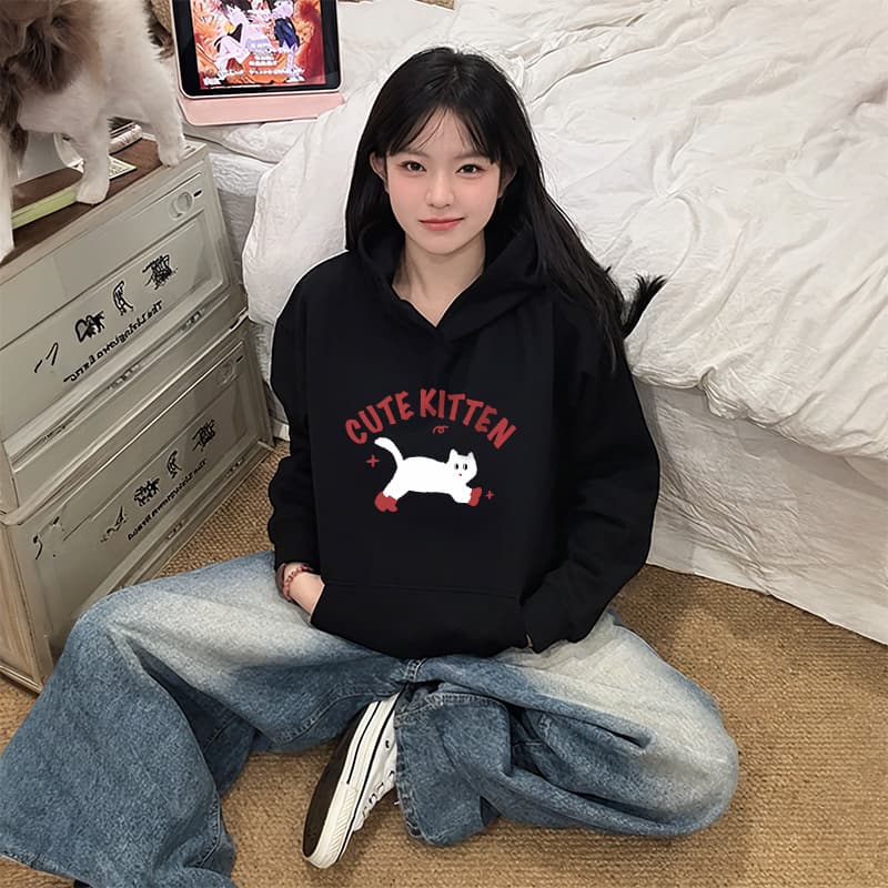 후드티 여성 2026 새로운 자이언트 잘 생긴 ~ 중 루즈핏 느긋한 바람 가을 겨울 털이 있고 두꺼운 맨위 재킷 상세 이미지 2