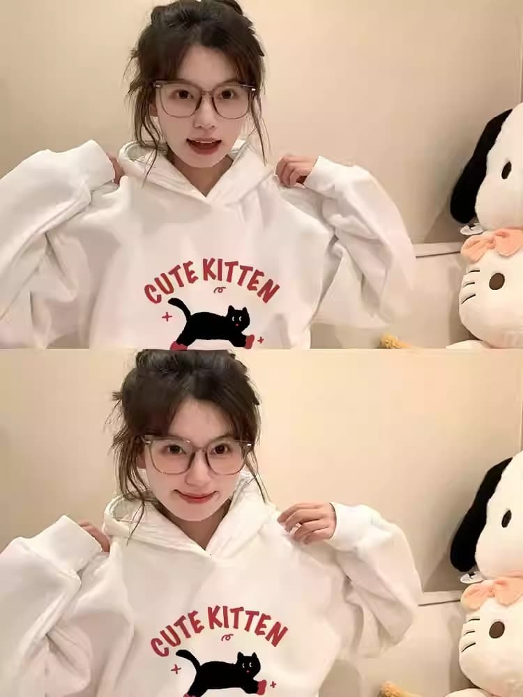 후드티 여성 2026 새로운 자이언트 잘 생긴 ~ 중 루즈핏 느긋한 바람 가을 겨울 털이 있고 두꺼운 맨위 재킷 상세 이미지 4