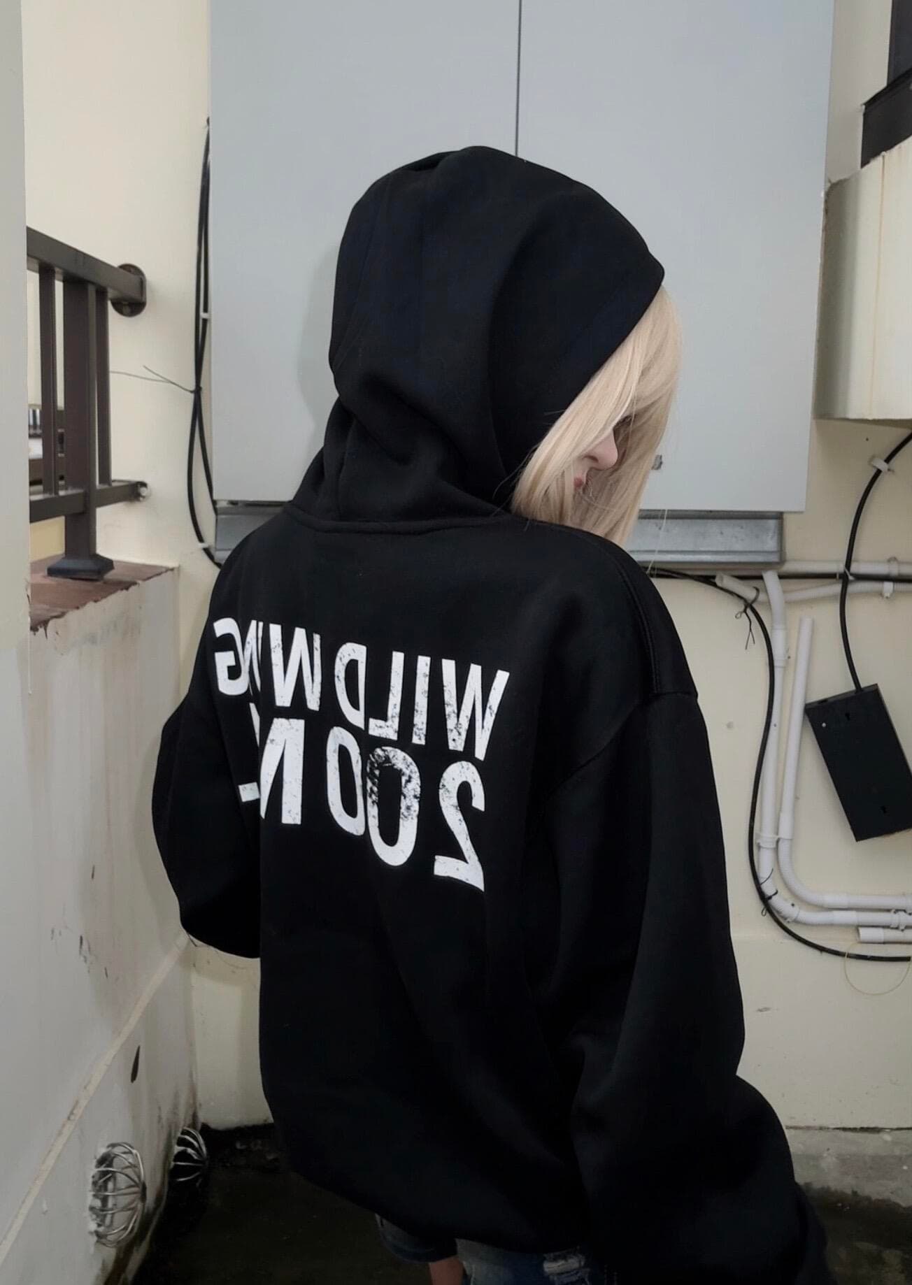 아메리칸 레트로 검정색 알파벳 작은 대중 후드 티 스웨터 남녀 이른 가을 oversize 커플 고급 센스 재킷 트렌디 이미지 2