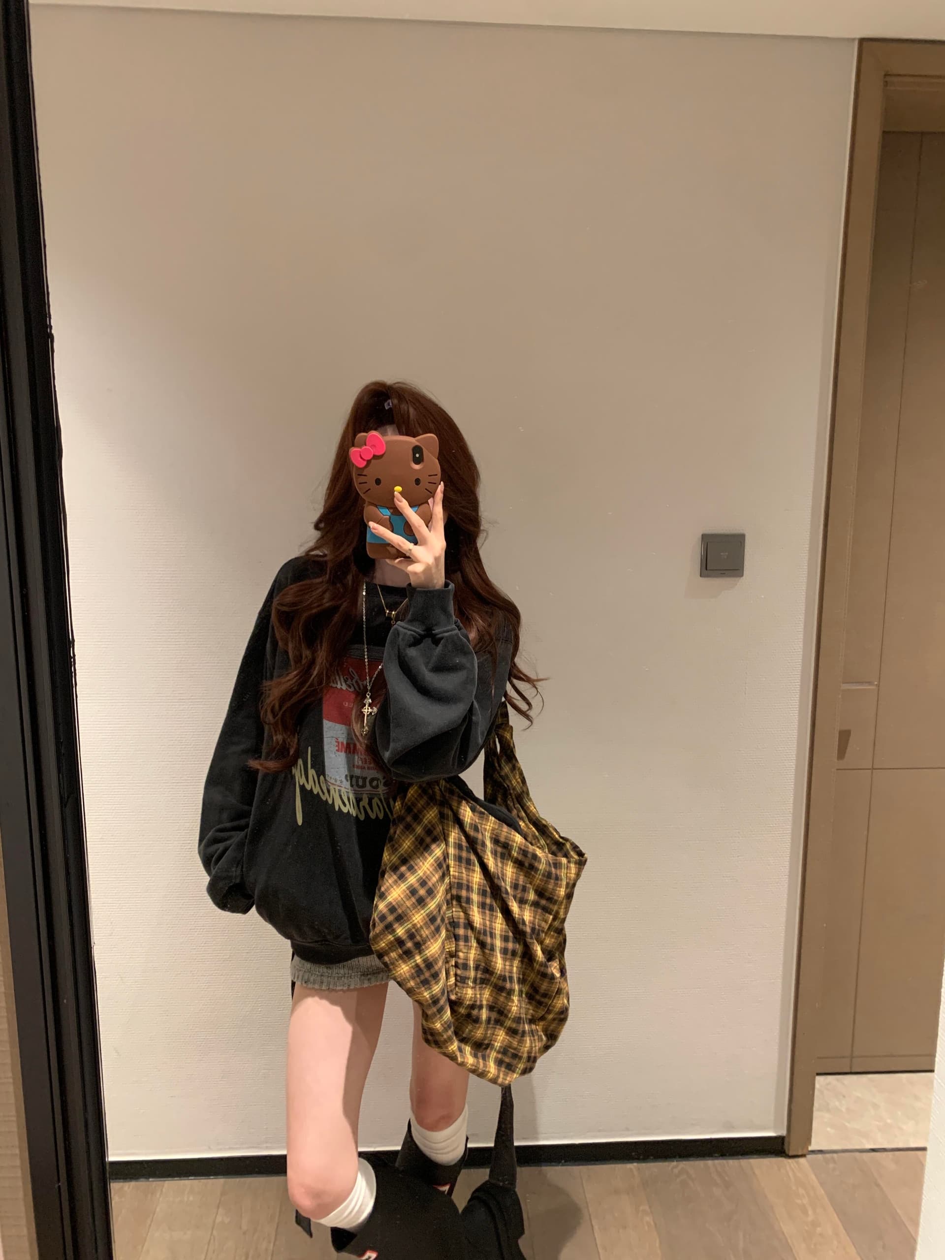 한국 ins 작은 대중 레트로 재미있는 통조림 식품 프린트 워싱 검정색 캐주얼 다용도 루즈핏 순면 후드티 맨위 이미지 3
