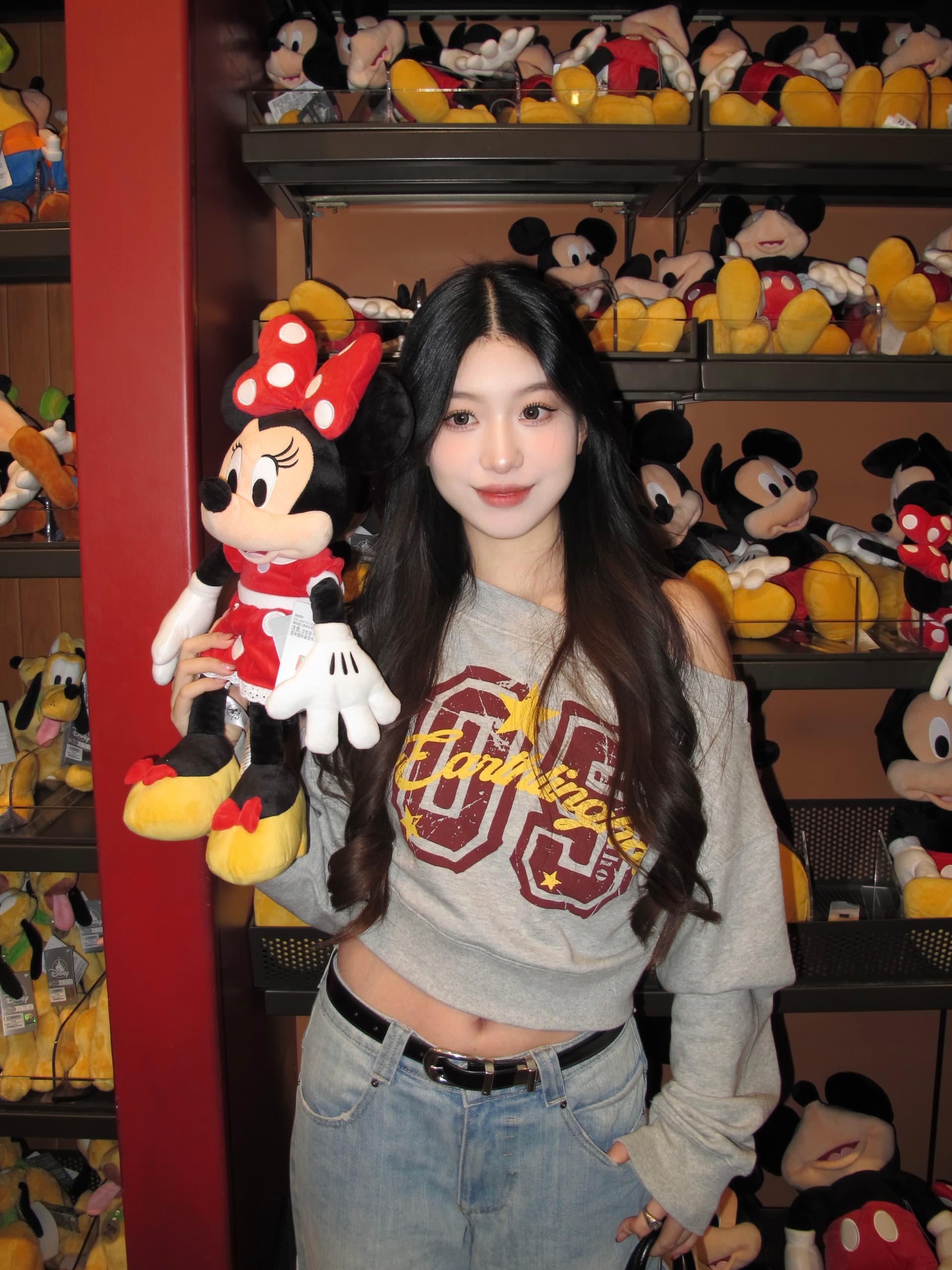 직접 만든 봄 가을 한 부서 느긋한 분위기 센스 보트넥 오프숄더 후드티 여성 슬림해 보이는 부드러운 찹쌀 긴팔 맨위 상세 이미지 2