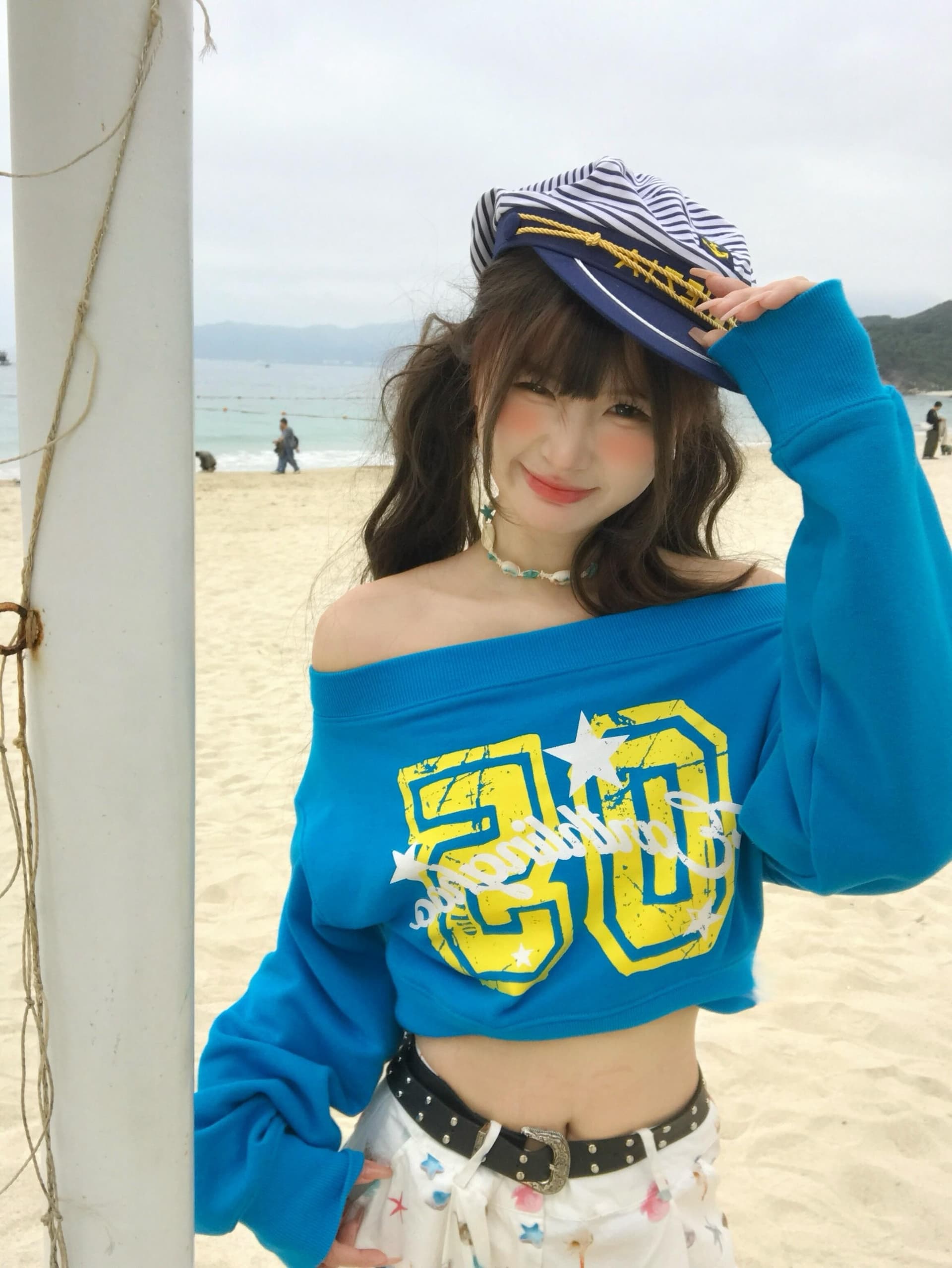 직접 만든 봄 가을 한 부서 느긋한 분위기 센스 보트넥 오프숄더 후드티 여성 슬림해 보이는 부드러운 찹쌀 긴팔 맨위 상세 이미지 3