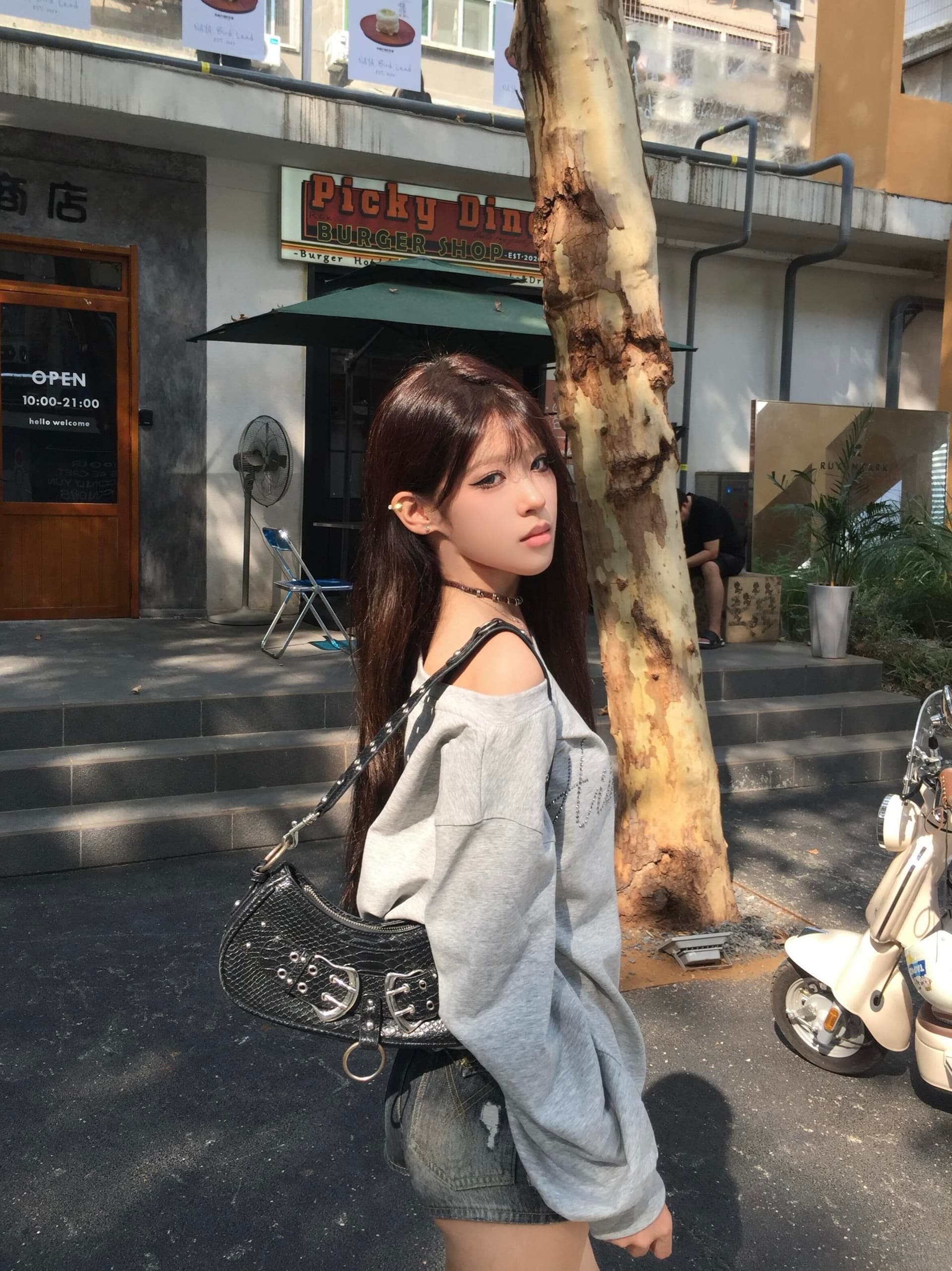 아메리칸 한 단어 비스듬한 오프숄더 핫픽스 후드티 여성 봄 가을 얇은 스타일 루즈핏 느긋한 핫걸 바람 쇼트 스타일 높음 거리 맨위 이미지 2