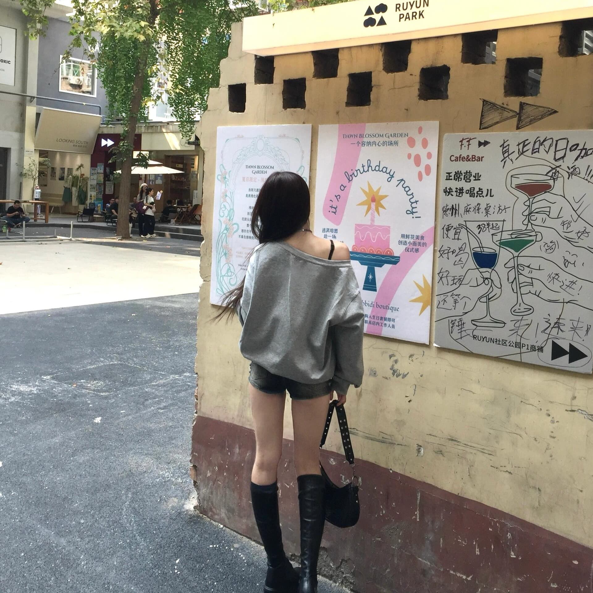 아메리칸 한 단어 비스듬한 오프숄더 핫픽스 후드티 여성 봄 가을 얇은 스타일 루즈핏 느긋한 핫걸 바람 쇼트 스타일 높음 거리 맨위 이미지 5