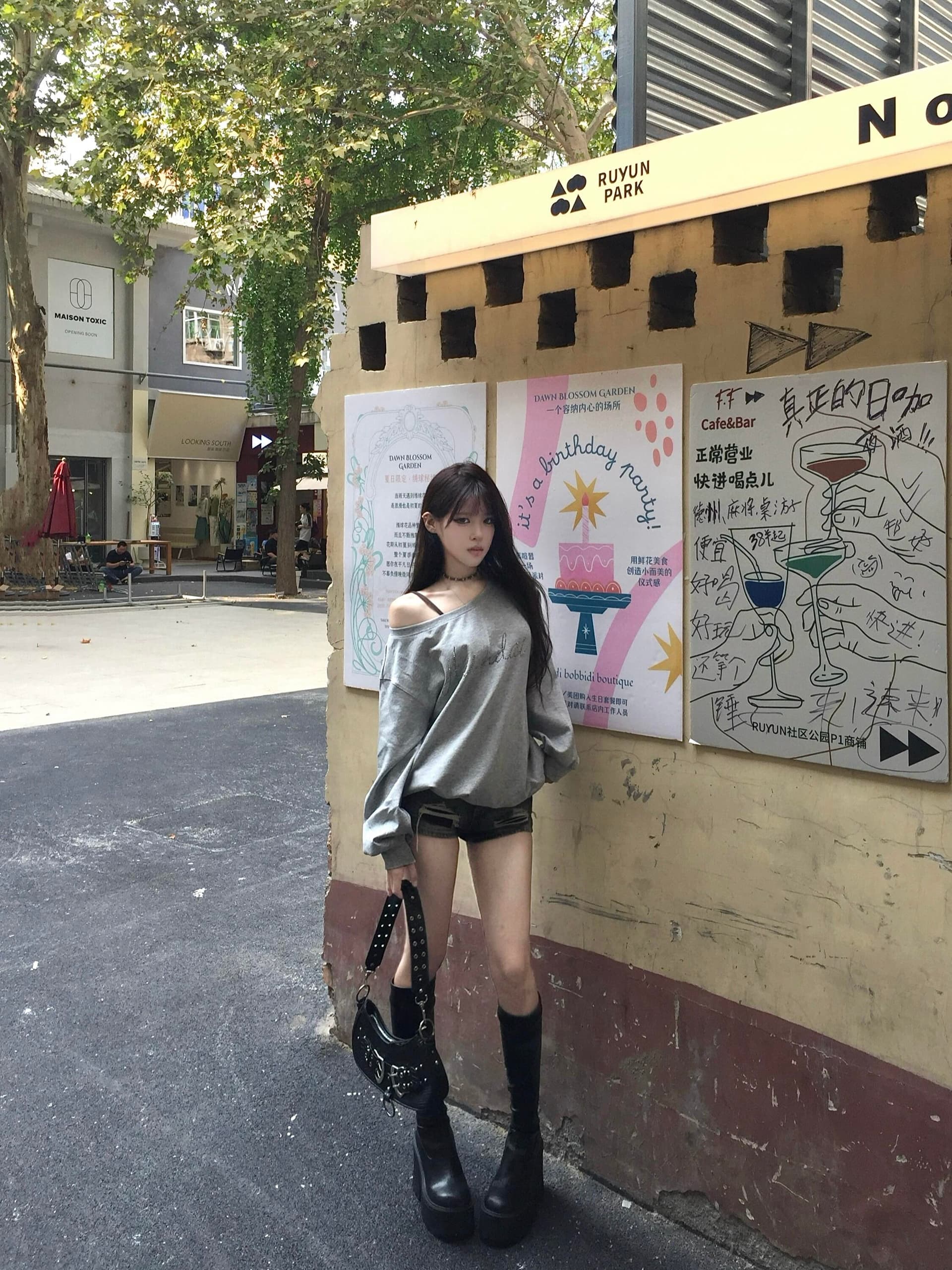 아메리칸 한 단어 비스듬한 오프숄더 핫픽스 후드티 여성 봄 가을 얇은 스타일 루즈핏 느긋한 핫걸 바람 쇼트 스타일 높음 거리 맨위 상세 이미지 4