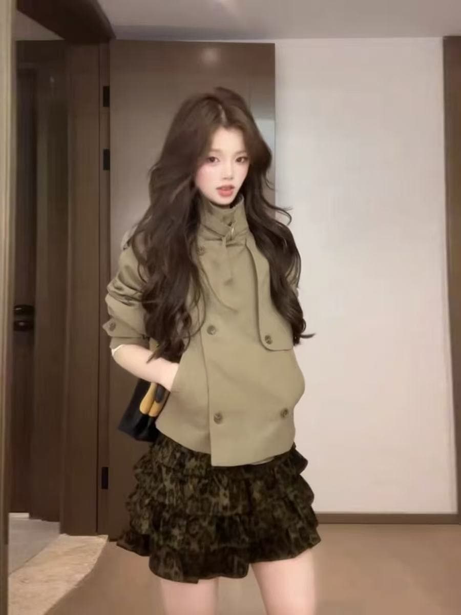 영국식 바람 이중 버튼 슬림해 보이는 바람막이 여성 코트 2026 년 봄 가을 새로운 작은 키 자이언트 잘 생긴