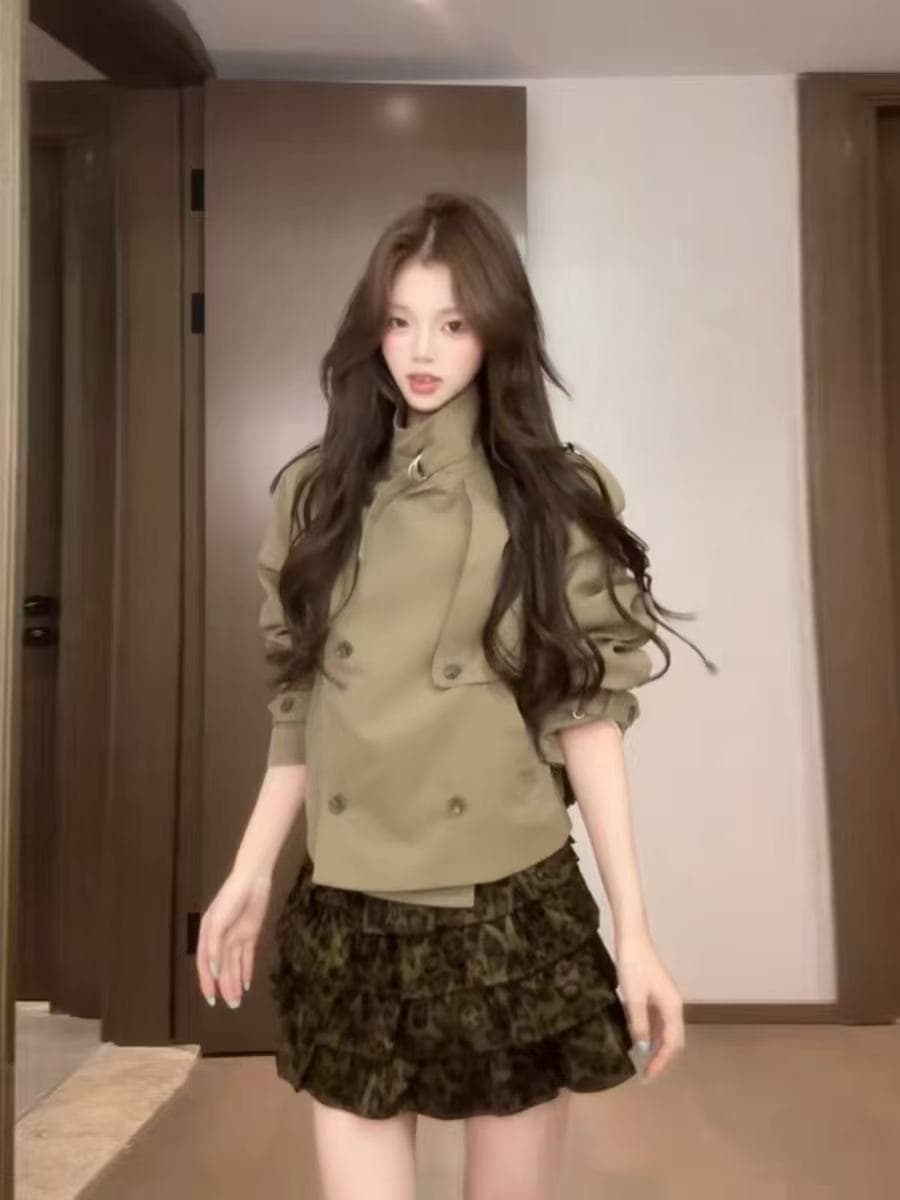 영국식 바람 이중 버튼 슬림해 보이는 바람막이 여성 코트 2026 년 봄 가을 새로운 작은 키 자이언트 잘 생긴 이미지 3