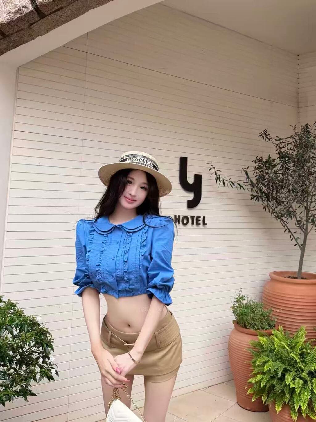 순면 베이비 칼라 중간 소매 여성 셔츠 새로운 디자인 센스 몸매 가꾸기 셔츠 품격 쇼트 스타일 이슬 뼈의 맨위 이미지 2