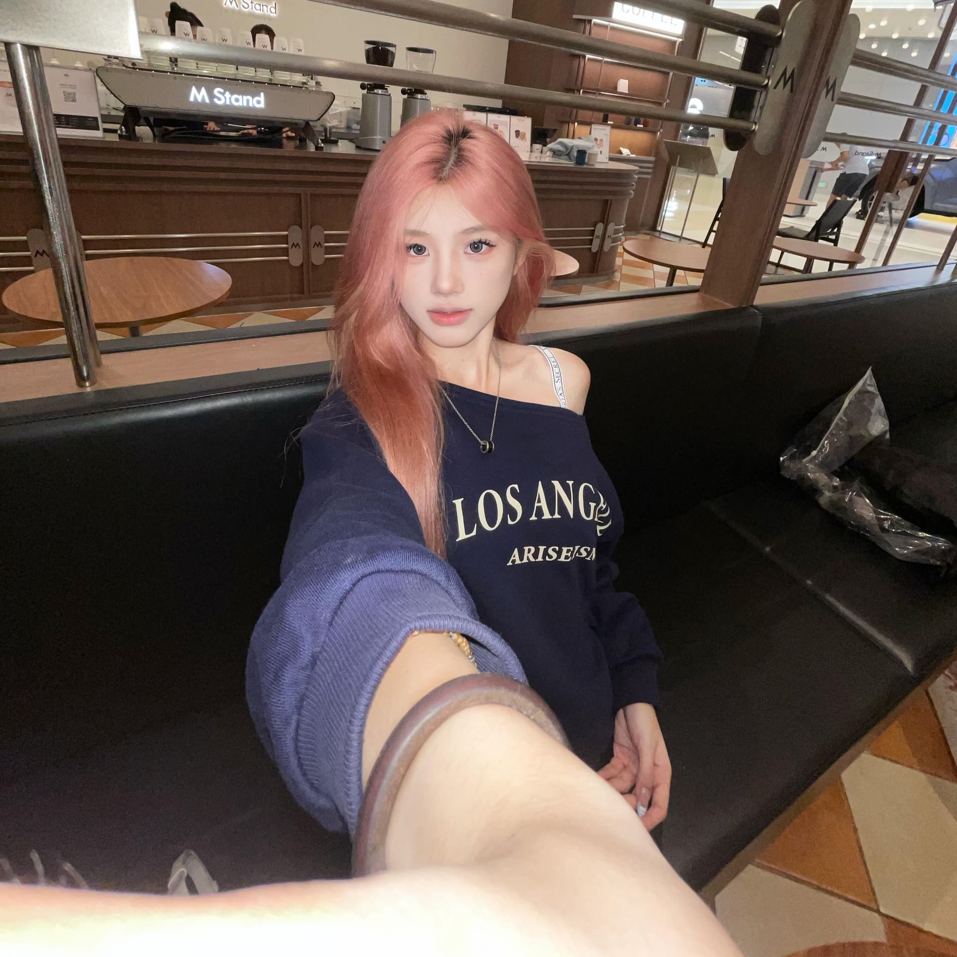 한 부서 무거운 해군 비스듬한 어깨 후드티 여성 가을 새로운 느긋한 바람 미니멀리즘 캐주얼 루즈핏 긴팔 맨위 여성 이미지 5