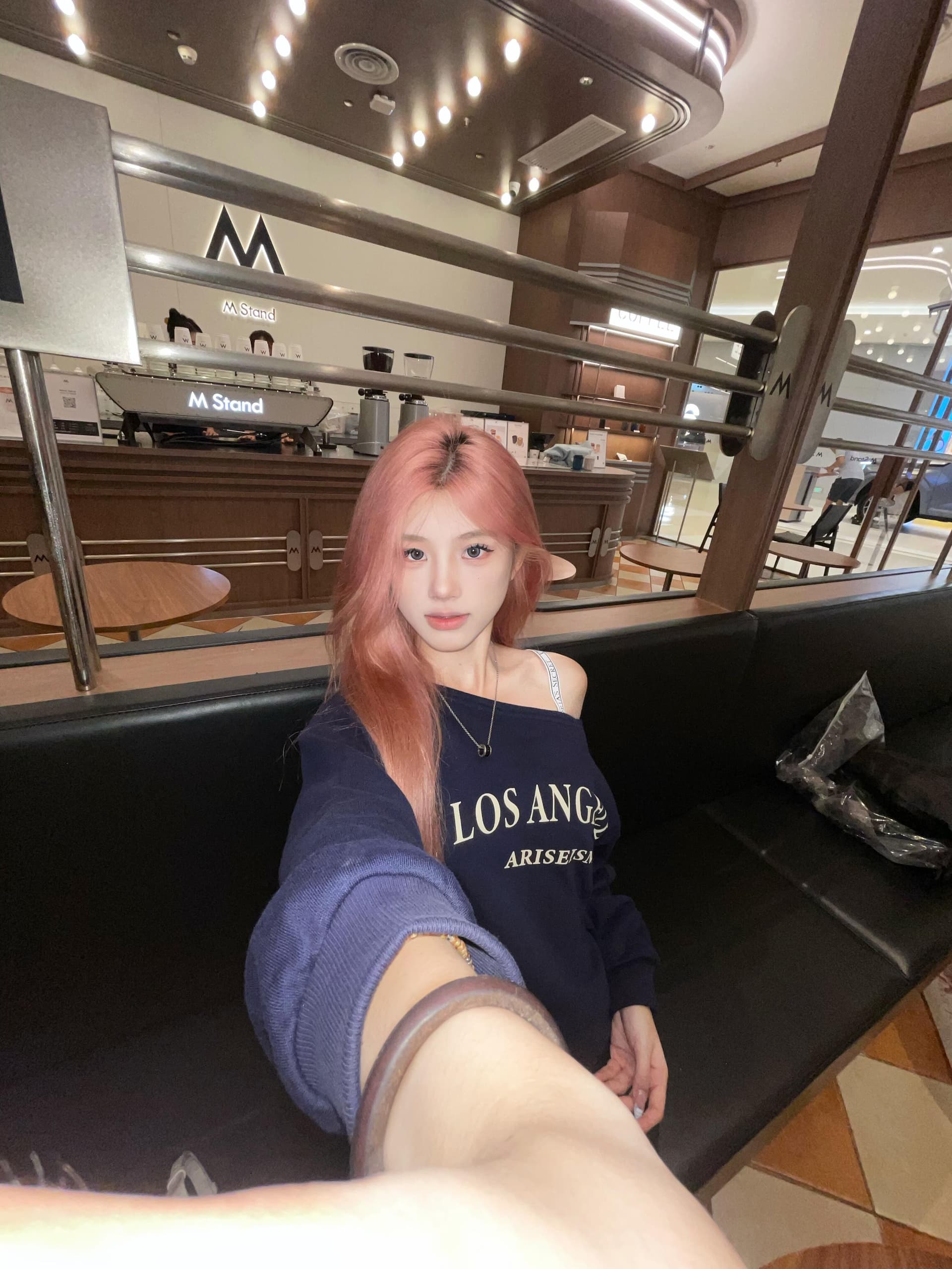 한 부서 무거운 해군 비스듬한 어깨 후드티 여성 가을 새로운 느긋한 바람 미니멀리즘 캐주얼 루즈핏 긴팔 맨위 여성 상세 이미지 5