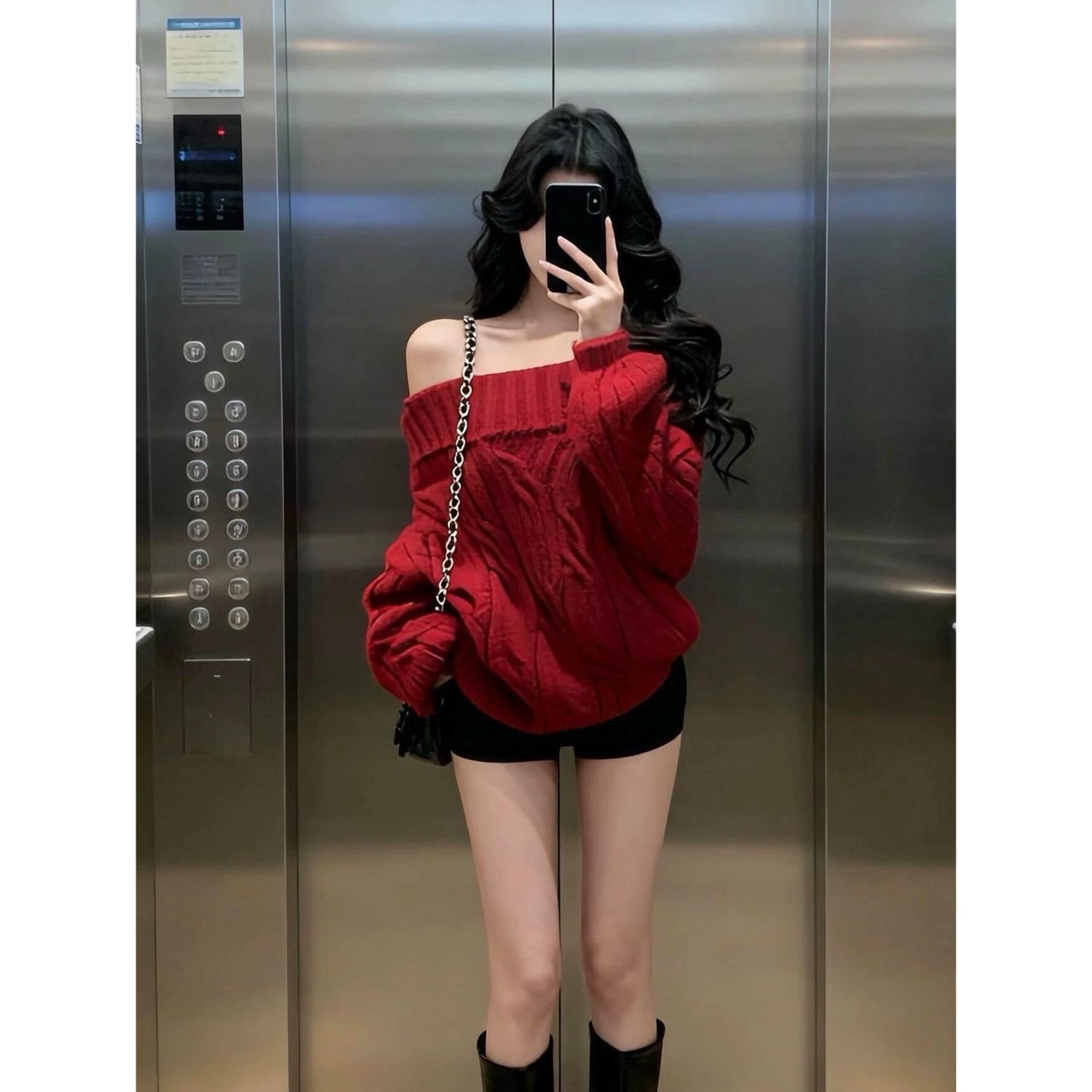 아름다움 라드. 레트로 커피 색상 스카프 칼라 배색 스웨터 외출용 인사이드 가져 가라. 가을 겨울 보온 여성 한 부서 니트 스웨터 맨위 이미지 4