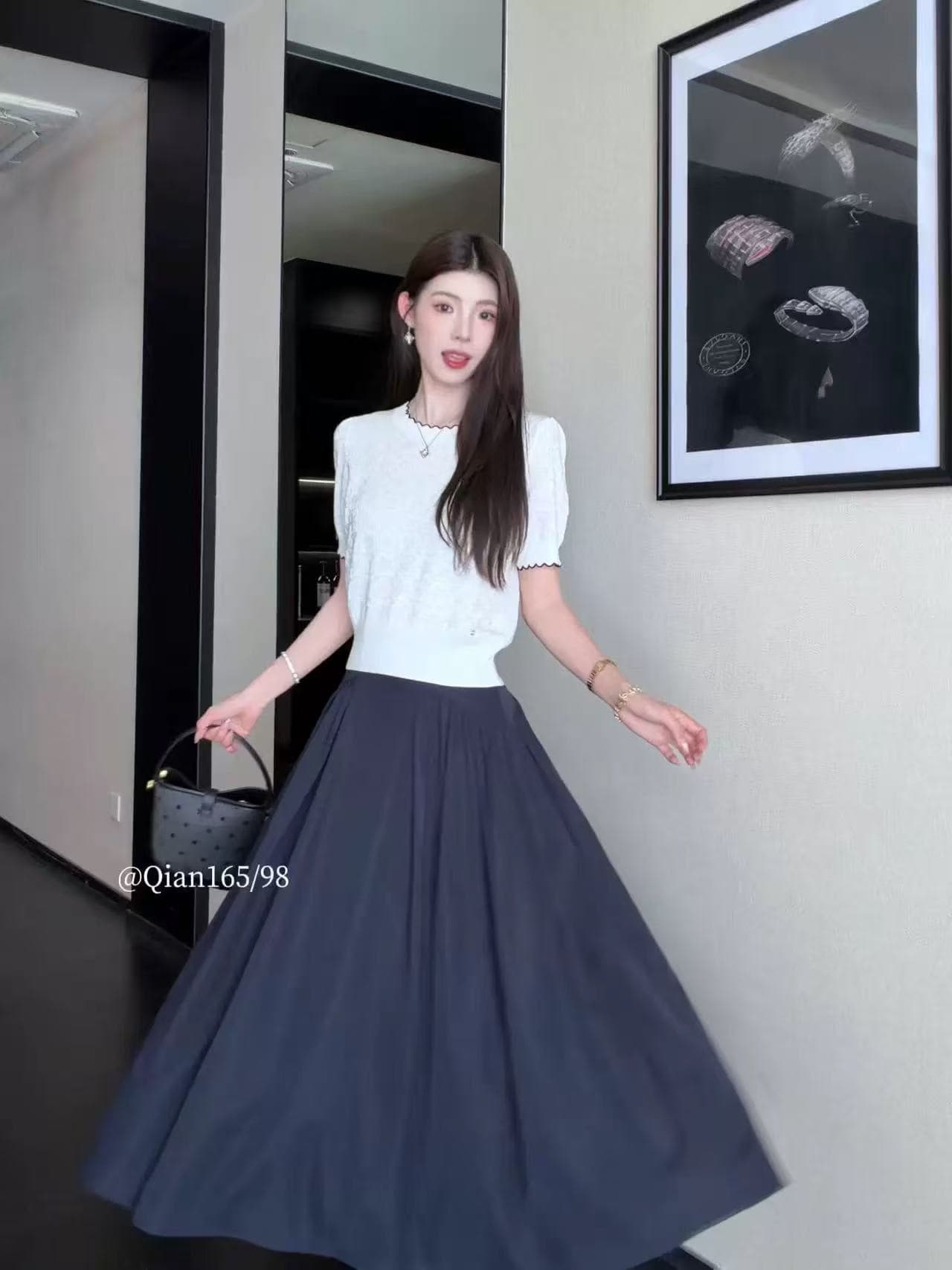 ziyi 반팔 라운드 넥 니트 스웨터 여성 여름 얇은 스타일 레이스 칼라 캐주얼 루즈핏 티셔츠 맨위 상세 이미지 3