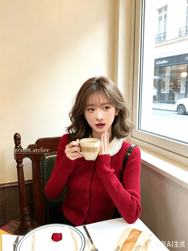 한 부서 달콤함 빨간색 도트 무늬 레이스 귀여운 베이비 칼라 니트 오픈 가디건 맨위 상세 이미지 1