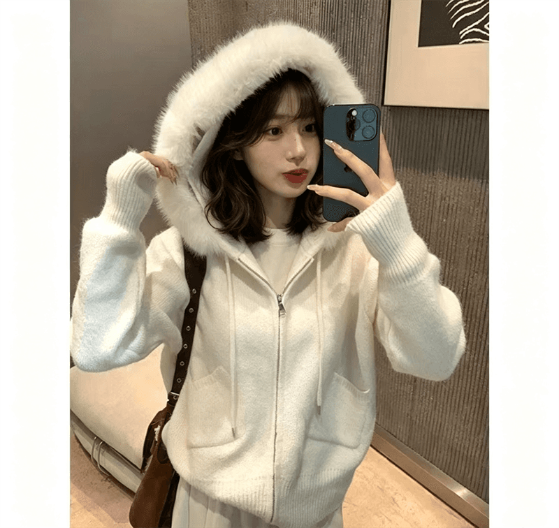한국 스타일 느긋한 바람 두꺼운 스트라이프 니트 스웨터 여성 가을 겨울 배색 스웨터 오픈 가디건 루즈핏 중간 길이 재킷 맨위 상세 이미지 2
