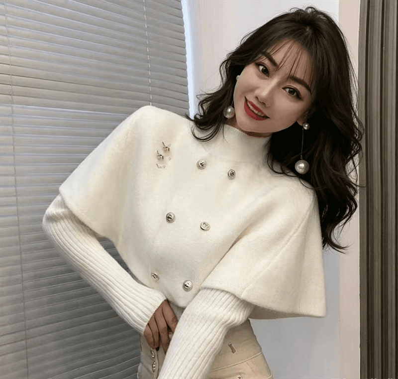 한 부서 분위기 센스 크리스마스 신년 빨간색 망토 스웨터 여자 가을 겨울 니트 기본 셔츠 투피스 세트 상세 이미지 3