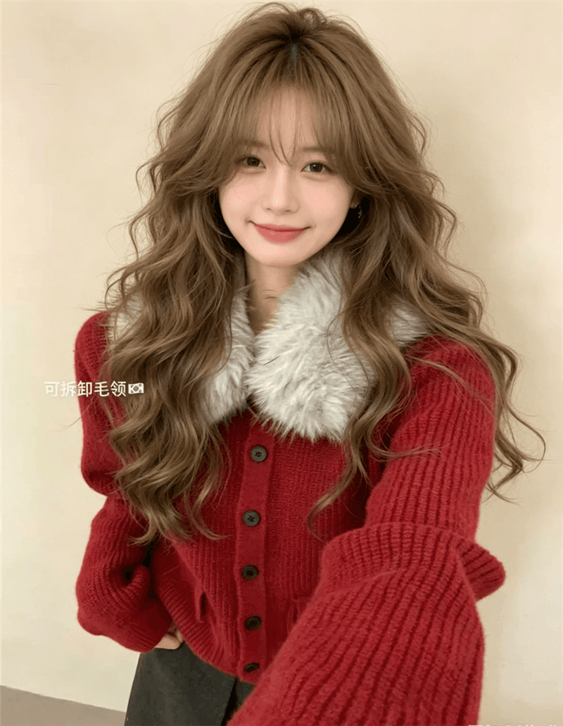 한 부서 탈착식 모피 칼라 니트 오픈 가디건 여성 가을 겨울 세련된 주머니 디자인 스웨터 상세 이미지 2