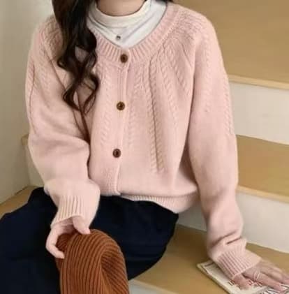 프랑스식 부드러운 바람 꽈배기 라운드 넥 스웨터 여성 코트 가을 겨울 느긋한 부드러운 찹쌀 슬림해 보이는 다용도 니트 오픈 가디건 상세 이미지 7