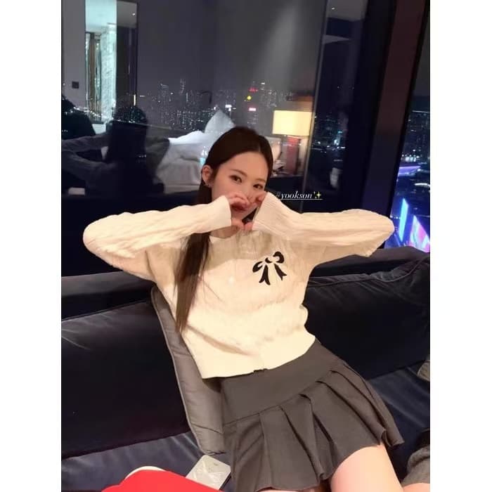 마이크로 달콤한 자매 2026 학원 스타일 라운드 넥 나비 매듭 오픈 가디건 여성 봄 긴팔 꽈배기 니트 스웨터 가을 상세 이미지 4