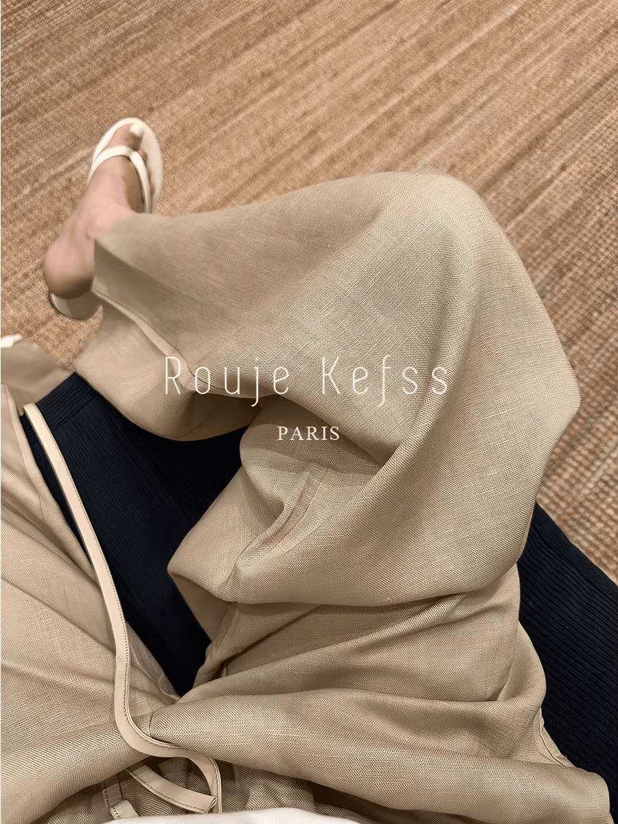 rouje kefss 프랑스식 오래된 돈 바람 주간 실크 아마 바지 아이들 여름 얇은 스타일 면 린넨 스트레이트 캐주얼 와이드 레그 팬츠 이미지 3