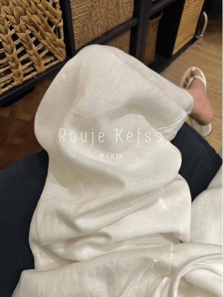 rouje kefss 프랑스식 오래된 돈 바람 주간 실크 아마 바지 아이들 여름 얇은 스타일 면 린넨 스트레이트 캐주얼 와이드 레그 팬츠 상세 이미지 2