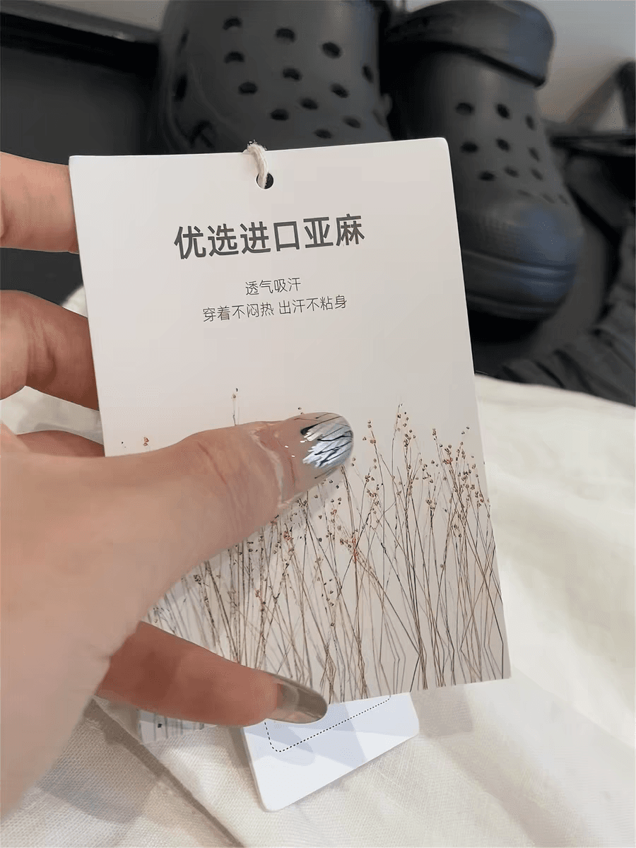 in blue 100 아마 계속하다 원하지 않는 이륙하다 느긋한 편안함 통기성 밴딩 하이웨이스트 다용도 둘 색상 반바지 이미지 2