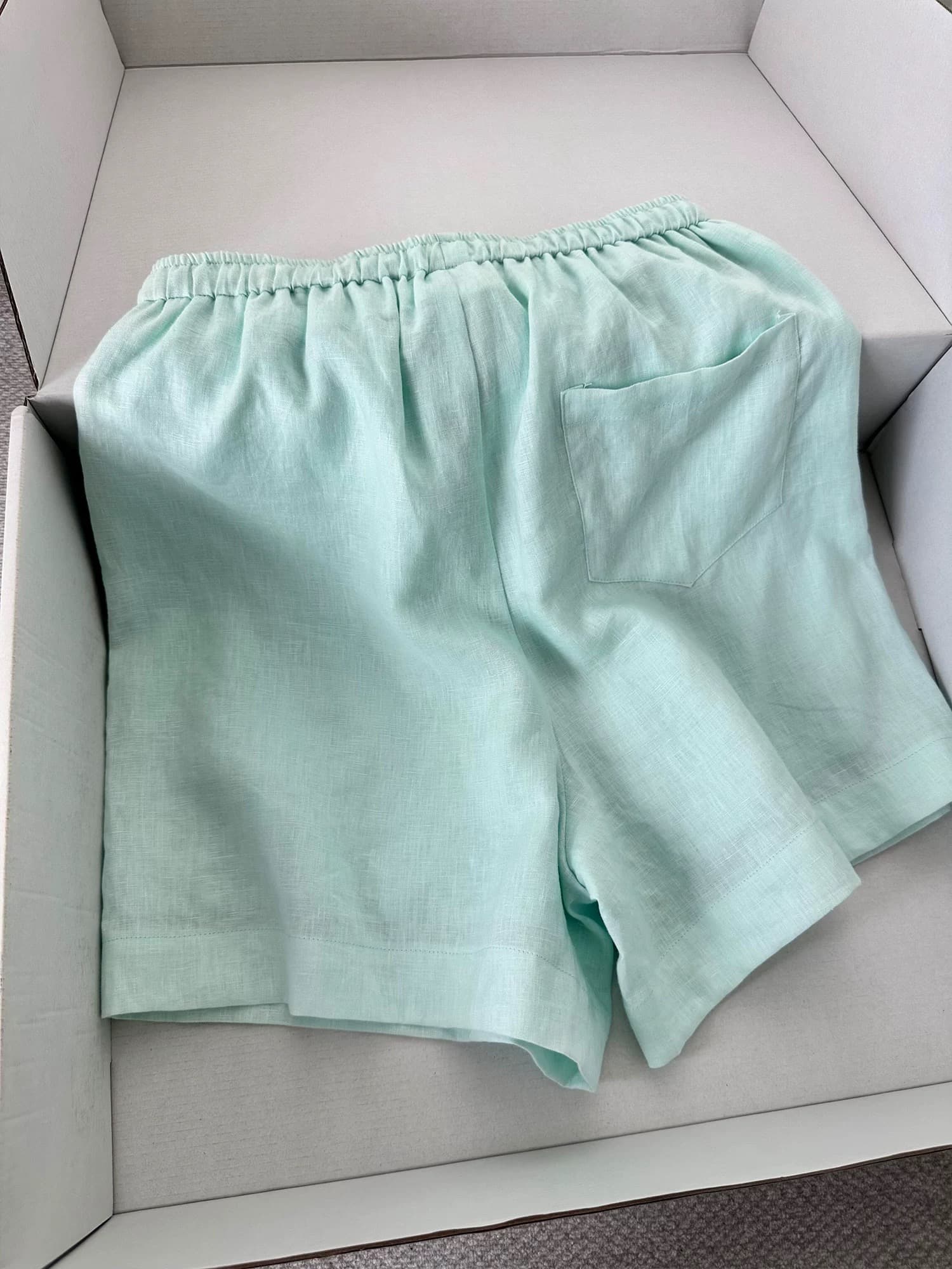 원본 추천 너무 상쾌 위로 박하 녹색 아마 작은 반바지 여성 디스플레이 화이트 좋은 가져 가라. 디스플레이 다리 길이 통기성 바지 상세 이미지 5