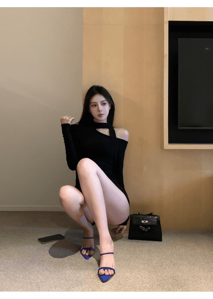 실사 정가 순수한 욕망 섹시함 행침 목 긴팔 티셔츠 맨위 여성 핫걸 고급 센스 디스플레이 몸 인사이드 가져 가라. 기본 셔츠 상세 이미지 26
