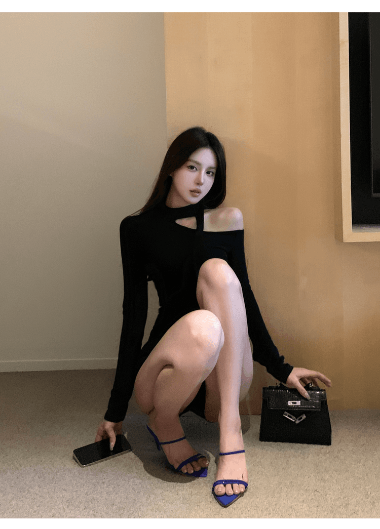 실사 정가 순수한 욕망 섹시함 행침 목 긴팔 티셔츠 맨위 여성 핫걸 고급 센스 디스플레이 몸 인사이드 가져 가라. 기본 셔츠 상세 이미지 27