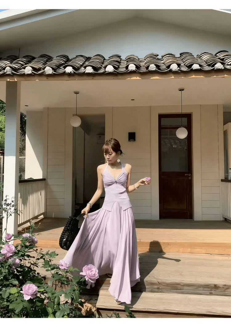 실사 정가 순수한 욕망 핫걸 백리스 행침 목 캐미솔 디자인 센스 작은 대중 허리 수축 트임 니트 맨위 상세 이미지 20