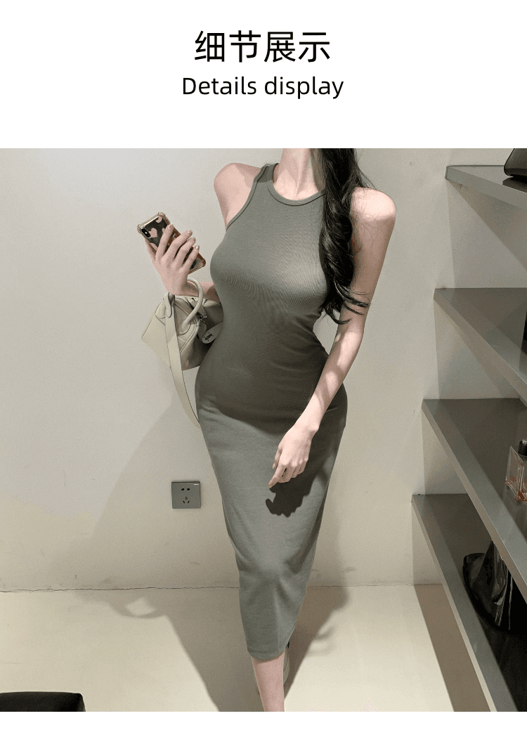 실사 정가 섹시함 핫걸 타이트 백리스 여성 드레스 순수한 욕망 디자인 센스 품격 몸매 가꾸기 조끼 타이트 스커트 상세 이미지 2
