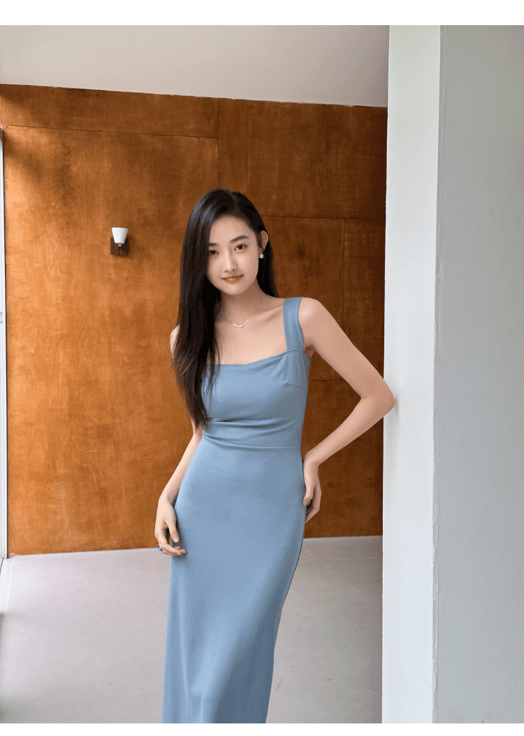 실사 정가 프랑스식 품격 핫걸 슬립 여성 드레스 섹시함 백리스 허리 수축 슬림해 보이는 트임 타이트 스커트 롱 스커트 상세 이미지 18