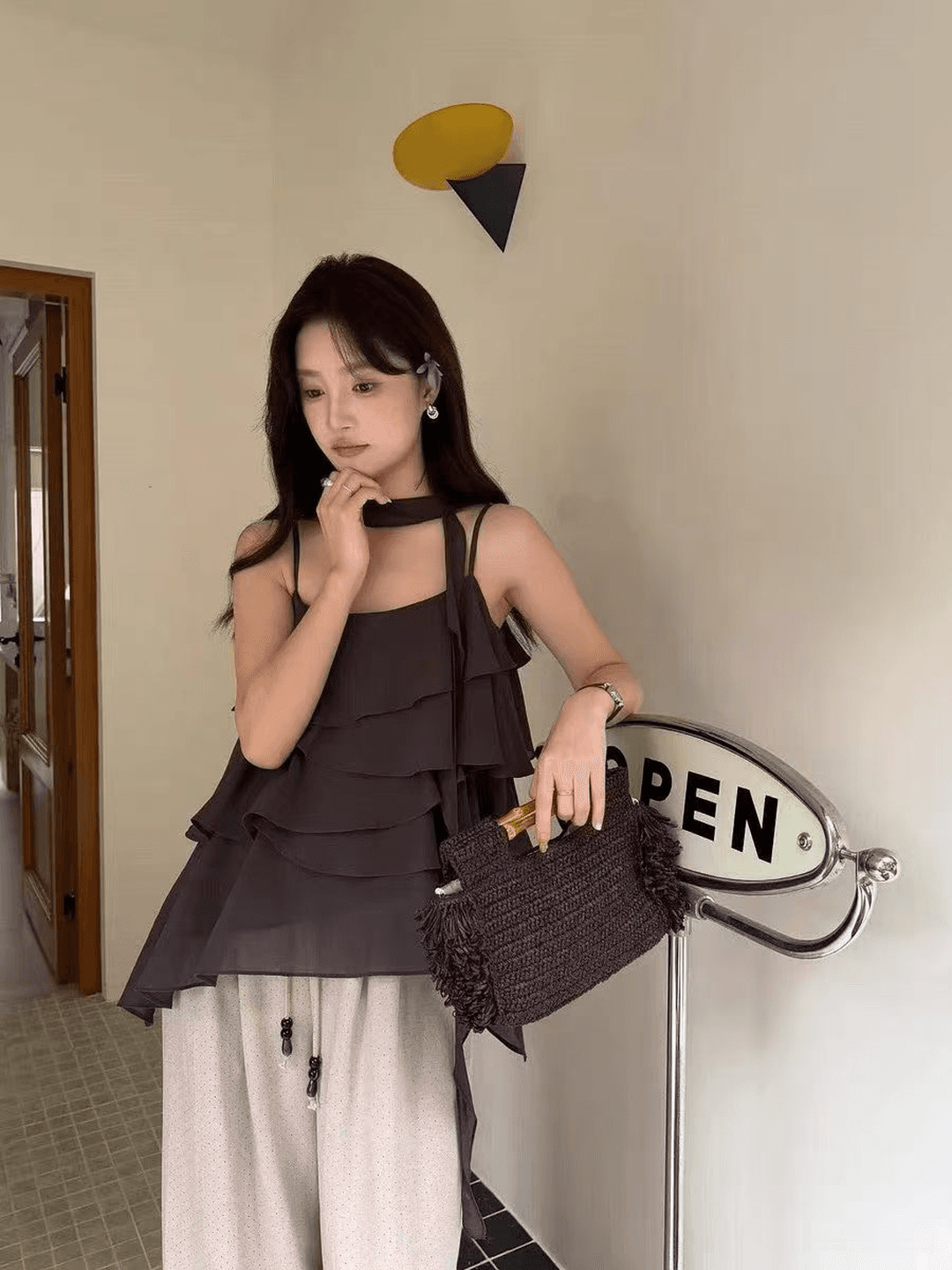 여행 휴가 바람 한 부서 케이크 행침 목 캐미솔 고유 한 디자인 센스 아름다운 다용도 심장 기계 맨위 이미지 2