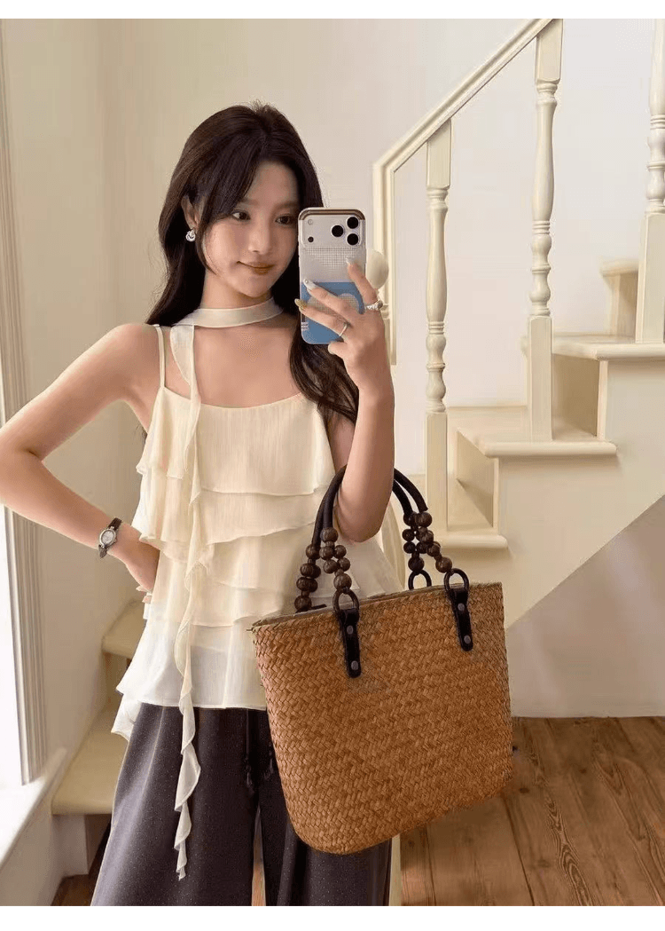 여행 휴가 바람 한 부서 케이크 행침 목 캐미솔 고유 한 디자인 센스 아름다운 다용도 심장 기계 맨위 상세 이미지 5