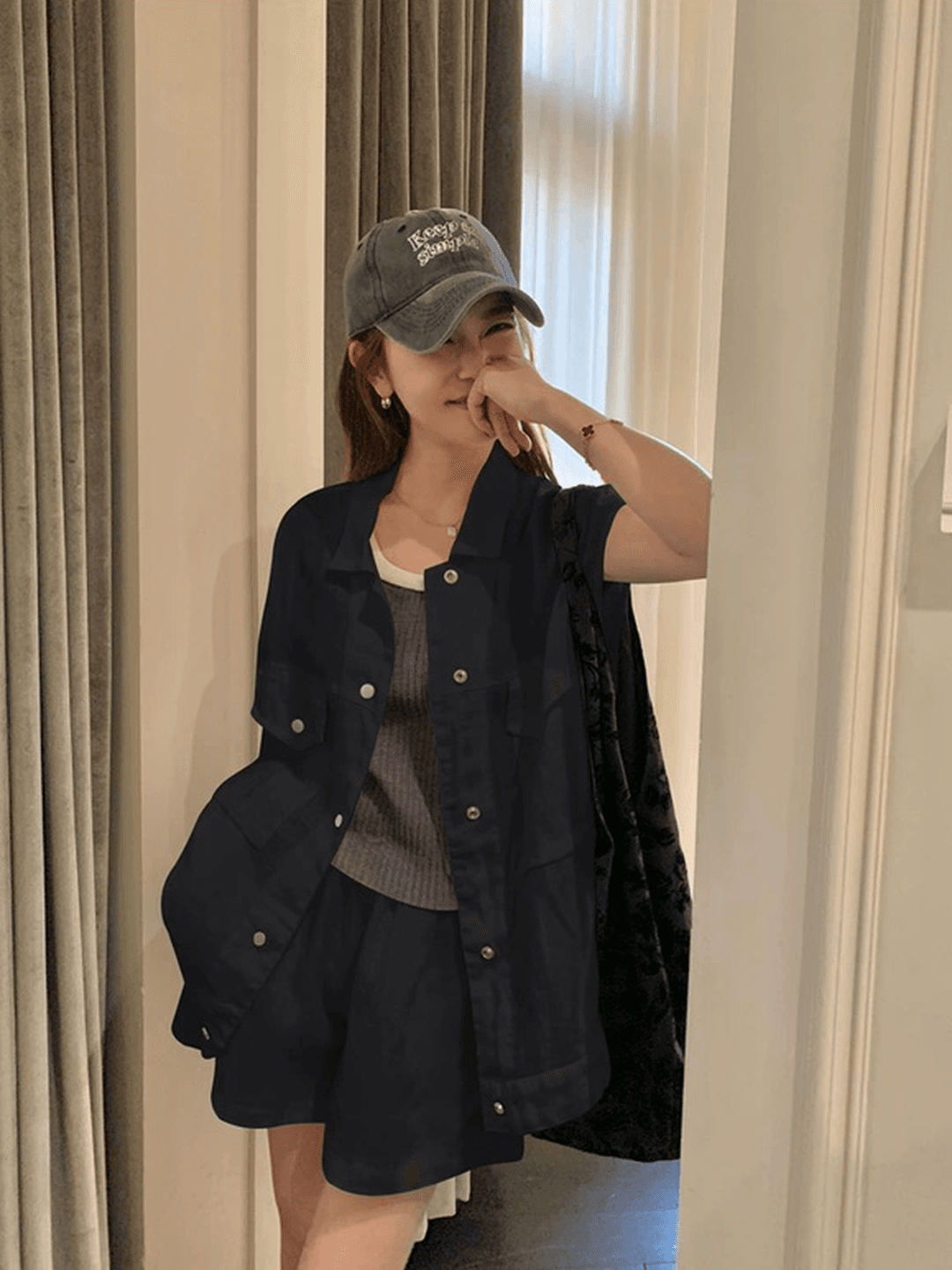 오래된 돈 바람 느슨함 센스 캐주얼 면 린넨 세트 여성 디자인 센스 루즈핏 워크웨어 베스트 넓은 다리가 짧다. 바지 투피스 세트