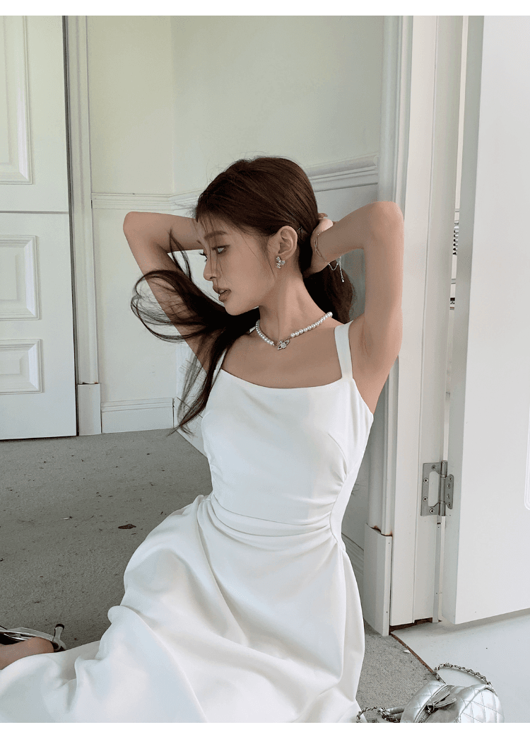 실사 정가 프랑스식 섹시함 슬립 여성 드레스 Chic 고급 센스 허리 수축 슬림해 보이는 하얀 달빛 품격 롱 스커트 상세 이미지 10