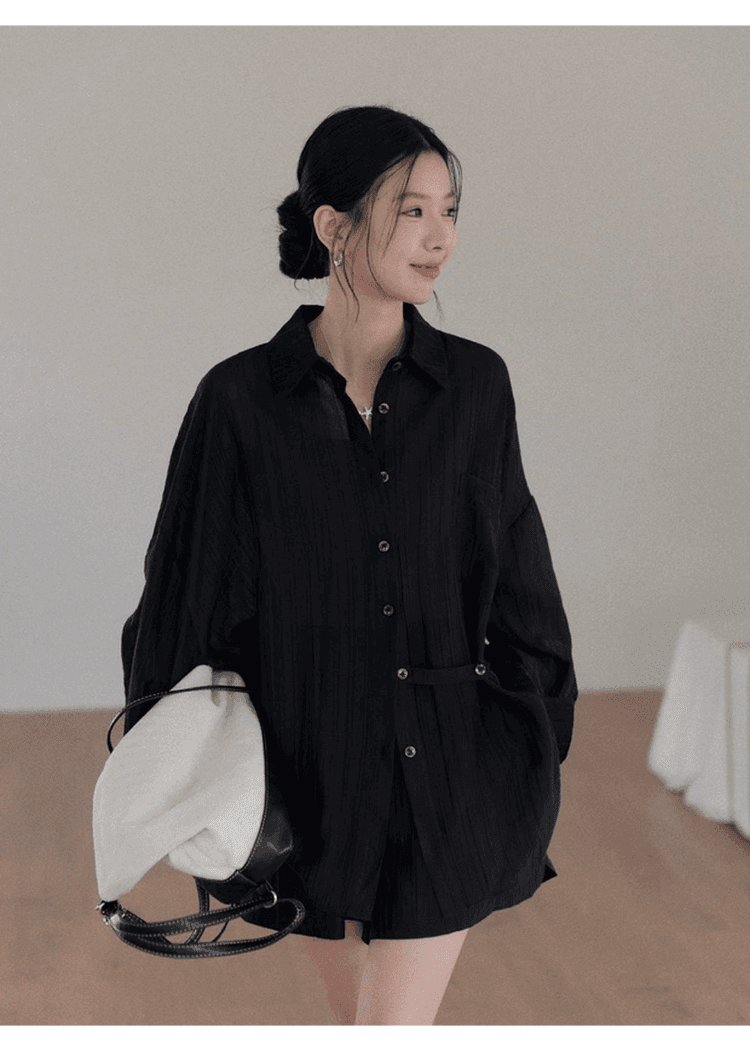 오래된 돈 바람 질감 센스 자외선 차단 착용 가져 가라. 에이즈 환자 여성 세트 느슨함 센스 느긋한 셔츠 조끼 넓은 다리가 짧다. 바지 3종 세트 상세 이미지 21