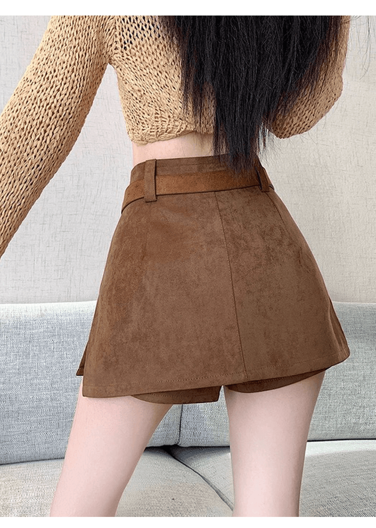 실사 정가 핫걸 레트로 사슴 캐시미어 반신 스커트 여성 섹시함 하이웨이스트 트임 슬림해 보이는 한 마디 타이트 스커트 짧은 치마바지 상세 이미지 11