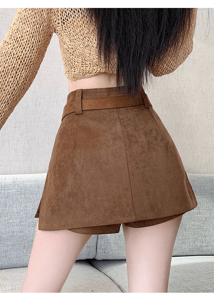 실사 정가 핫걸 레트로 사슴 캐시미어 반신 스커트 여성 섹시함 하이웨이스트 트임 슬림해 보이는 한 마디 타이트 스커트 짧은 치마바지 상세 이미지 17