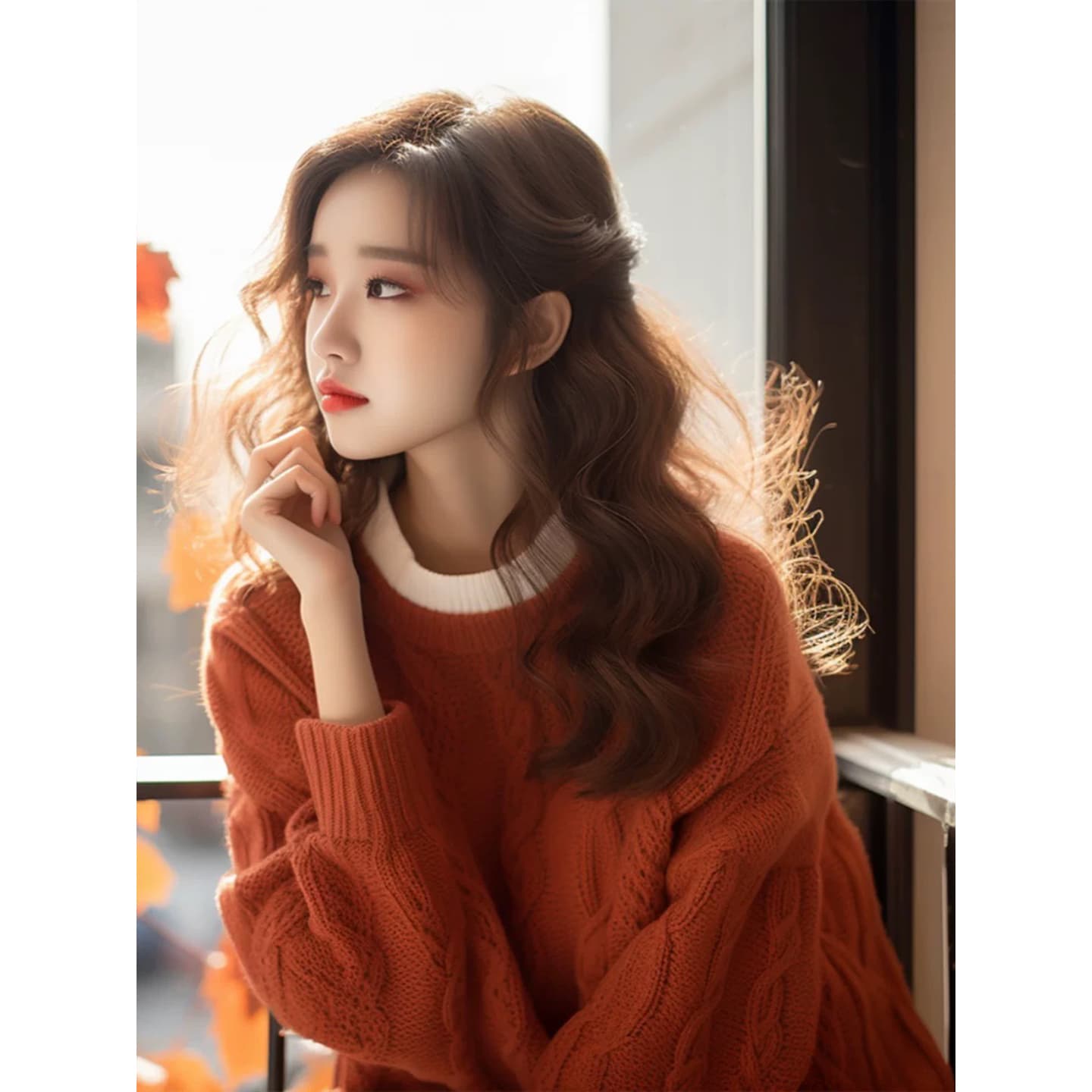 올해 인기 ~ 중 아름다운 주황색 라운드 넥 스웨터 여자 가을 겨울 인사이드 가져 가라. 작은 샤넬 스타일 외출용 루즈핏 니트 맨위 이미지 2