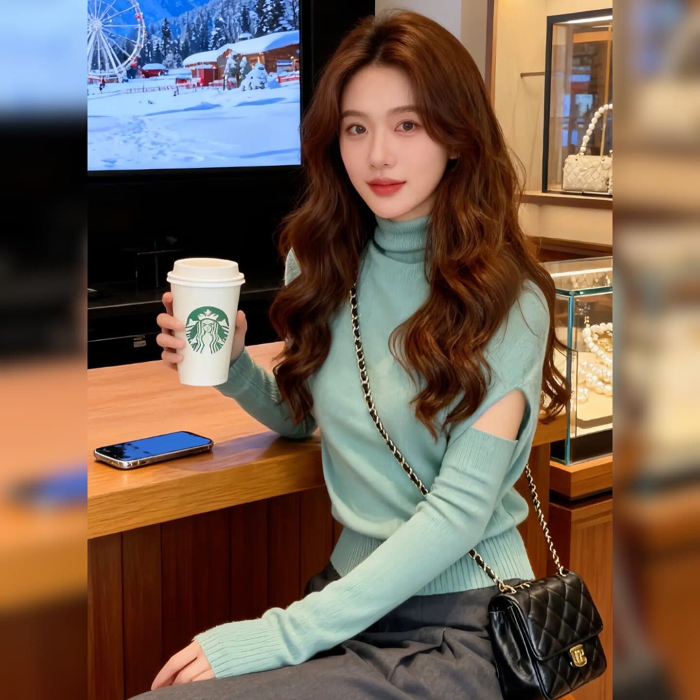 작은 대중 품격 소매 커버 터틀넥 니트 스웨터 여성 2026 가을 겨울 새로운 몸매 가꾸기 기본 셔츠 긴팔 순수한 욕망 바람 맨위 이미지 5