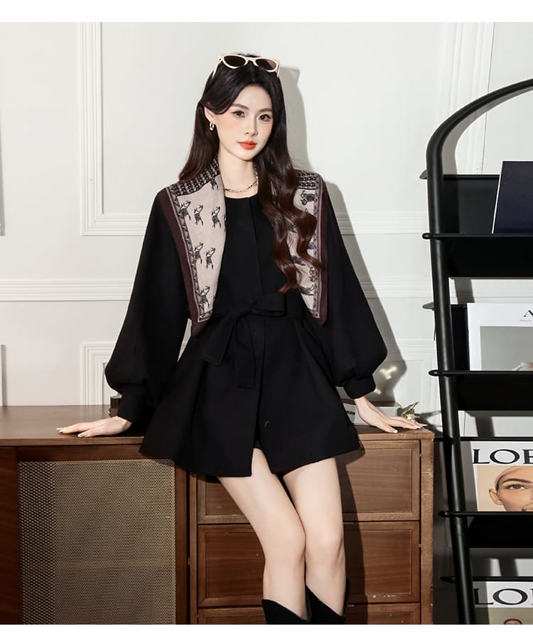 실사 2026 가을 새로운 한 부서 달콤함 연령 감소 레이스업 나비 매듭 표지 고기 슬림해 보이는 작은 키 모직 외투 상세 이미지 16