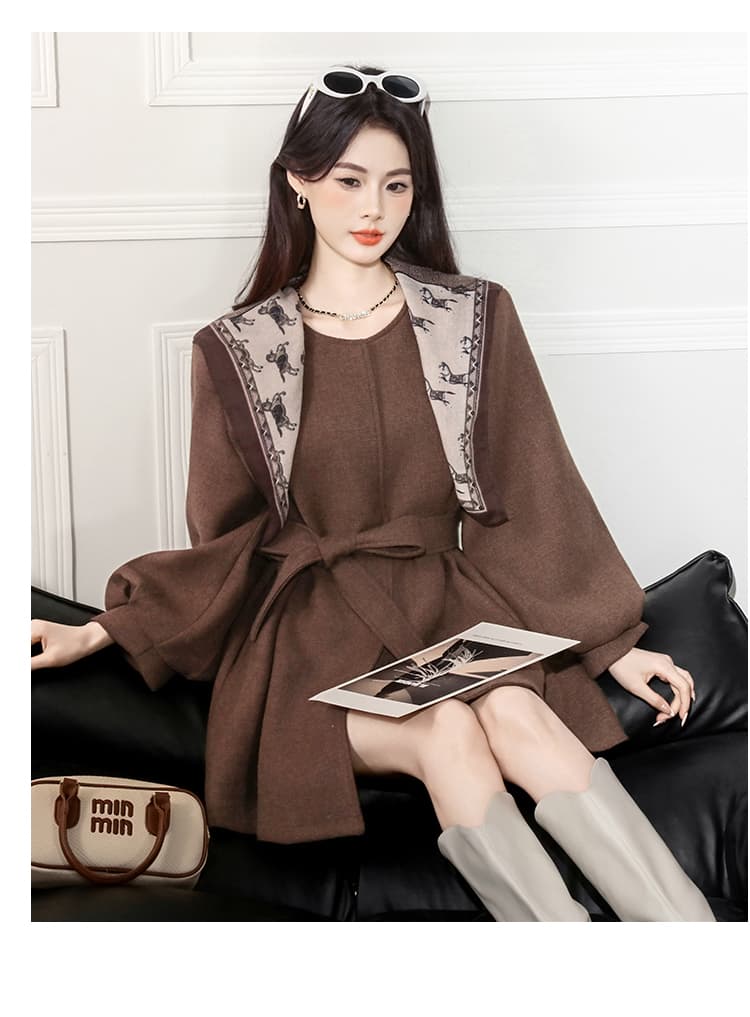 실사 2026 가을 새로운 한 부서 달콤함 연령 감소 레이스업 나비 매듭 표지 고기 슬림해 보이는 작은 키 모직 외투 상세 이미지 38