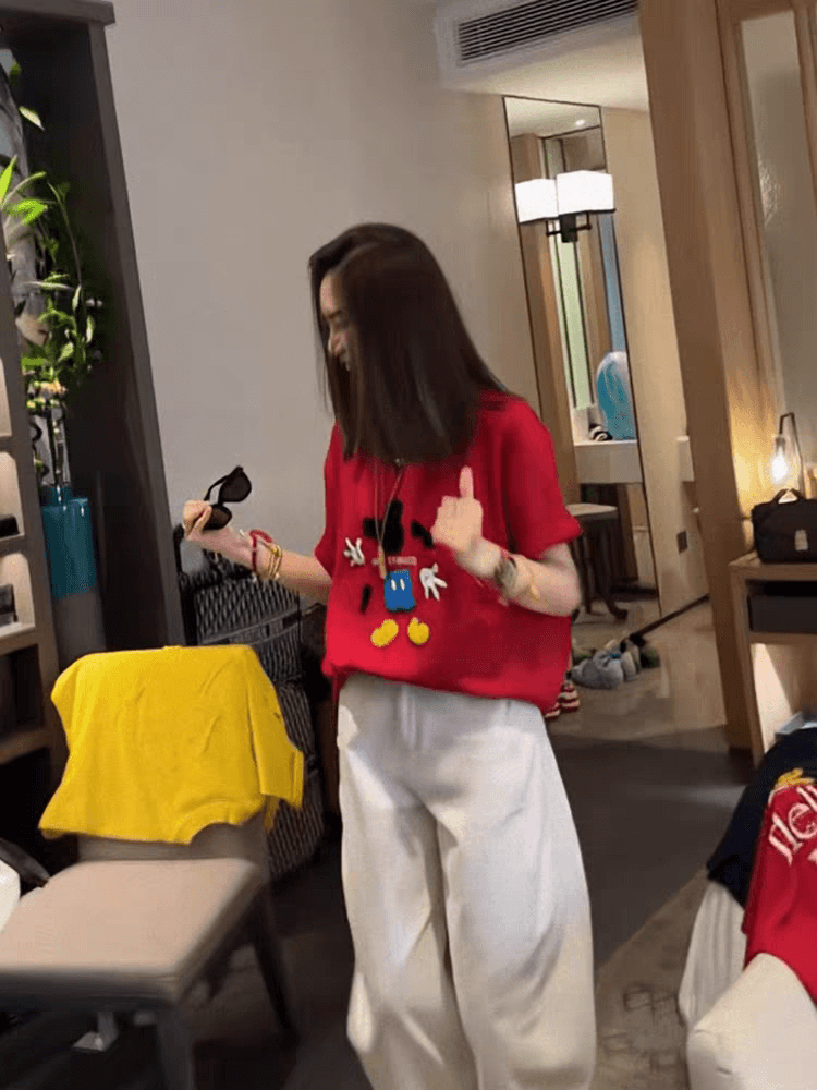200그램 프린트 빨간색 반팔 티셔츠 여성 말의 해 띠띠해 옷 패션 여성 맨위 상세 이미지 3